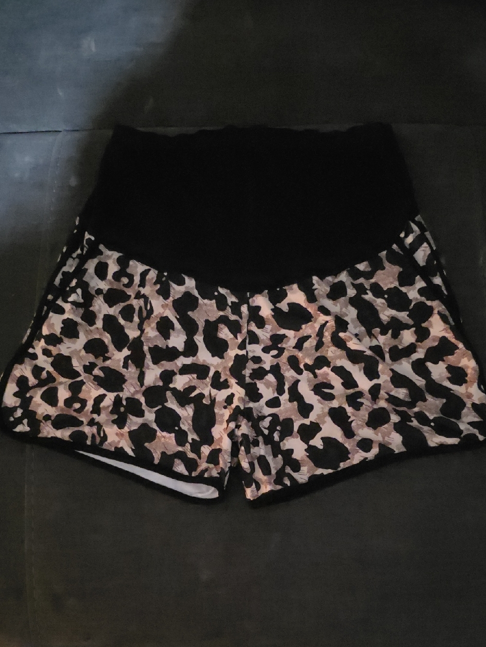Amazon Women's Leopard Print Athletic Shorts with Black Waist
